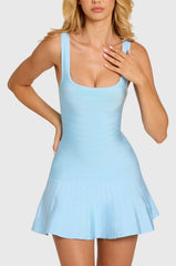 Bandage Flared Hem Mini Dress In Sky Blue