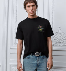DIOR Dior Secret Garden Print T-Shirt with Relaxed Fit Black Cotton Knit #387157
