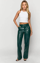 Cool Shade Forest Green Pu Pants
