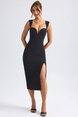 Sweetheart-Neck Midaxi Dress In Black
