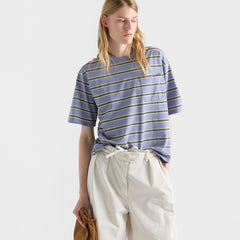 PRADA Periwinkle Lime Striped Cotton Jersey T-shirt #386537