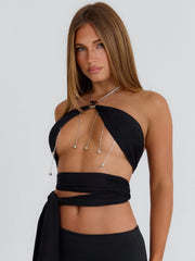 Rhosyn Crop Top Black