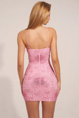 Heart-Shaped Pearl Embellished Mini Dress In Posy