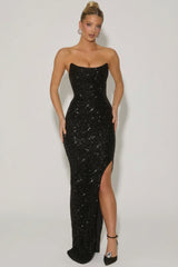 Embellished Corset Gown In Black
