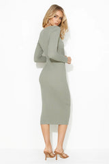 Own Me Ribbed Midi Dress Khaki
