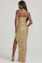 Embellished Corset Gown In Gold