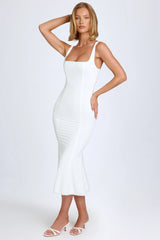Lace-Trim Midaxi Dress In White