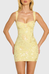 Embellished Bodycon Mini Dress In Butter