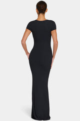 Buttercloud™ Cap Sleeve Maxi Dress In Black