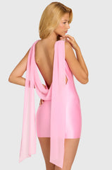 Satin Draped Mini Dress In Blossom