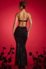 Embellished Cut-Out Halterneck Gown In Black