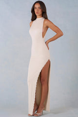 Modal Halterneck Maxi Dress In Ivory