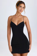 Strap-Detail Halterneck Mini Dress In Black