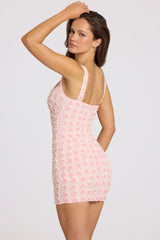 Embellished Square-Neck Mini Dress In Soft Pink Ombre
