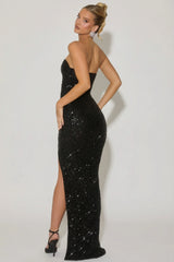 Embellished Corset Gown In Black