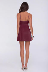 Made For Moments Satin Mini Dress Wine