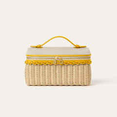 Loro Piana Extra Pocket L19 East-west Wicker Cotton Linen Rattan Multicolor Pattern Spring Summer Collection Top Handle  Bag Bags FAQ9101 #84358A