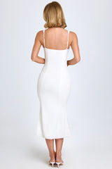 Lace-Trim Midaxi Dress In White