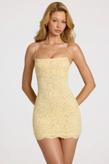 Scalloped-Lace Mini Dress In Butter Yellow