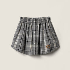 MiuMiu Slate Gray Checked Flannel Shirt and Miniskirt #333609