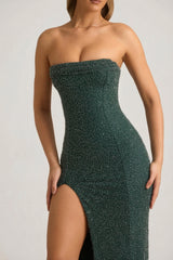 Embellished Strapless Cowl-Neck Maxi Dress In Emerald Green