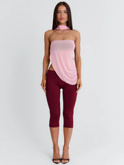 Lucylle Capri Jumpsuit Pink And Burgundy