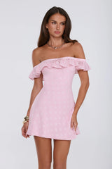 Darling Pop Off Shoulder Mini Dress Pink