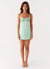 Zion Beaded Micro Mini Dress - Sage