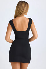 Modal Ruched A-Line Mini Dress In Black