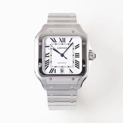 Cartier Santos Silver-plated Pearlescent Roman Numerals Watch #389533