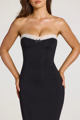 Modal Lace-Trim Midaxi Dress In Black
