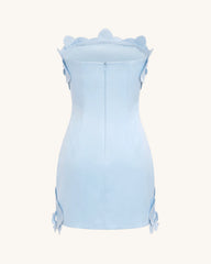 Orchid Trim Strapless Mini Dress - Blue