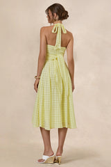 Naz | Lemon Broderie Halter-Neck Midi Dress