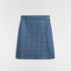 DIOR Macrocannage Regular-Fit Jacket and Miniskirt Blue Cotton-Blend Bouclé Knit #387024