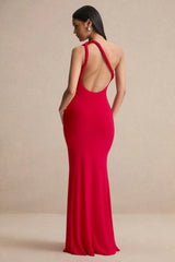 Ottilie | Red Asymmetric-Neck Maxi Dress