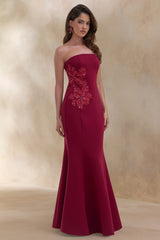 Aylana | Burgundy Bandeau Maxi Dress With Embellished Detail
