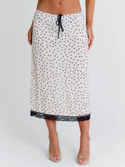 Elaina Midi Skirt Cream Polka Dot