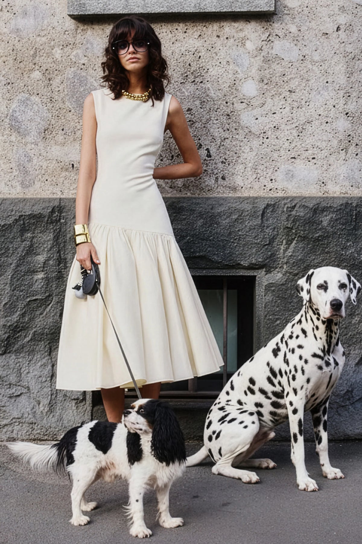 Fantasia | Cream Boat-Neck Midi Dress With Asymmetric Drop-Waist