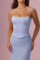 Satin Corset Bridesmaid Dress In Sky Blue