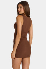 Modal Bodycon Mini Dress In Cocoa Brown