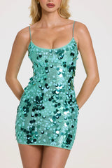 Embellished Mini Dress In Seafoam Green