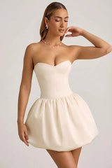 Convertible Bow-Detail Bubble Hem Midaxi Dress In Ivory